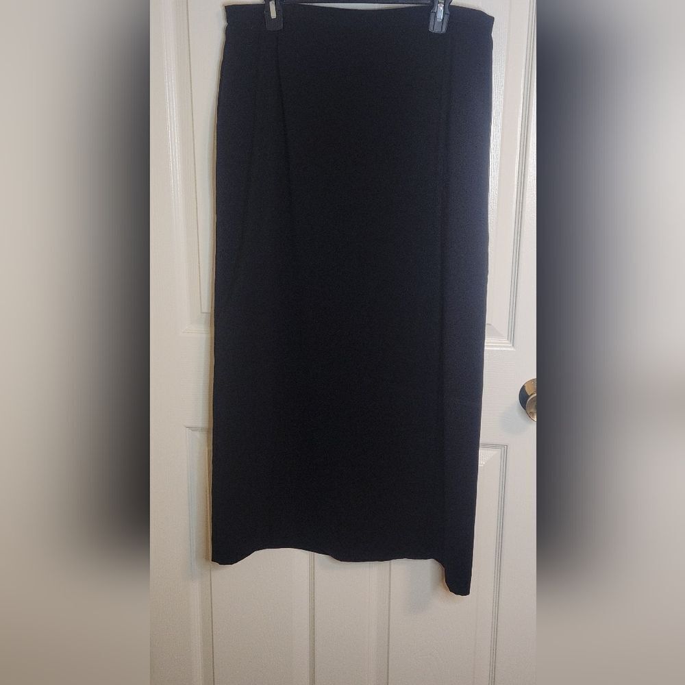 Norton Mcnaughton 16 Black Lined Zipp Front Slit/Flap Classic Women Maxi Skirt